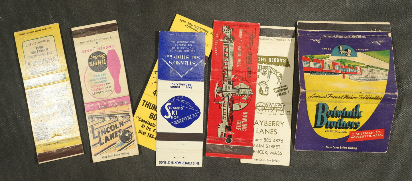 Vintage Matchbook Grouping - Bowling, Fishing Stores, Etc