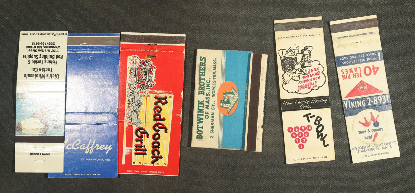 Vintage Matchbook Grouping - Bowling, Fishing Stores, Etc