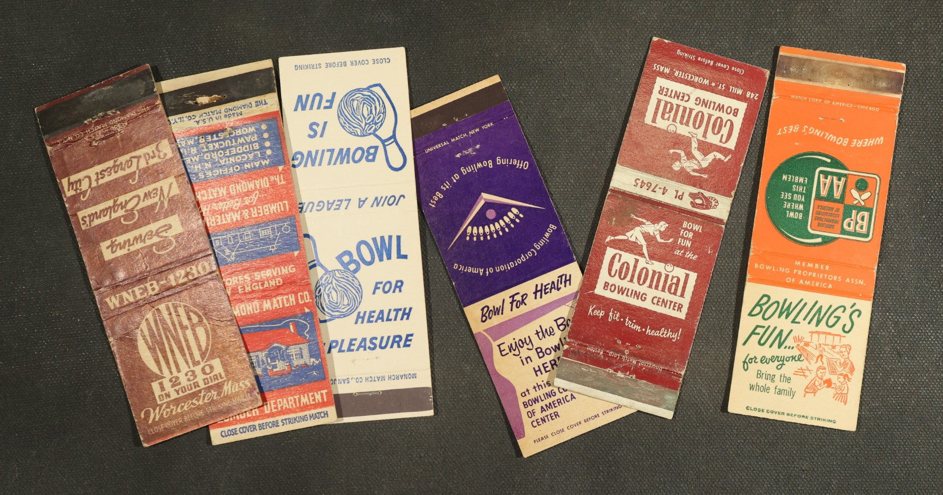 Vintage Matchbook Grouping - Bowling, Fishing Stores, Etc