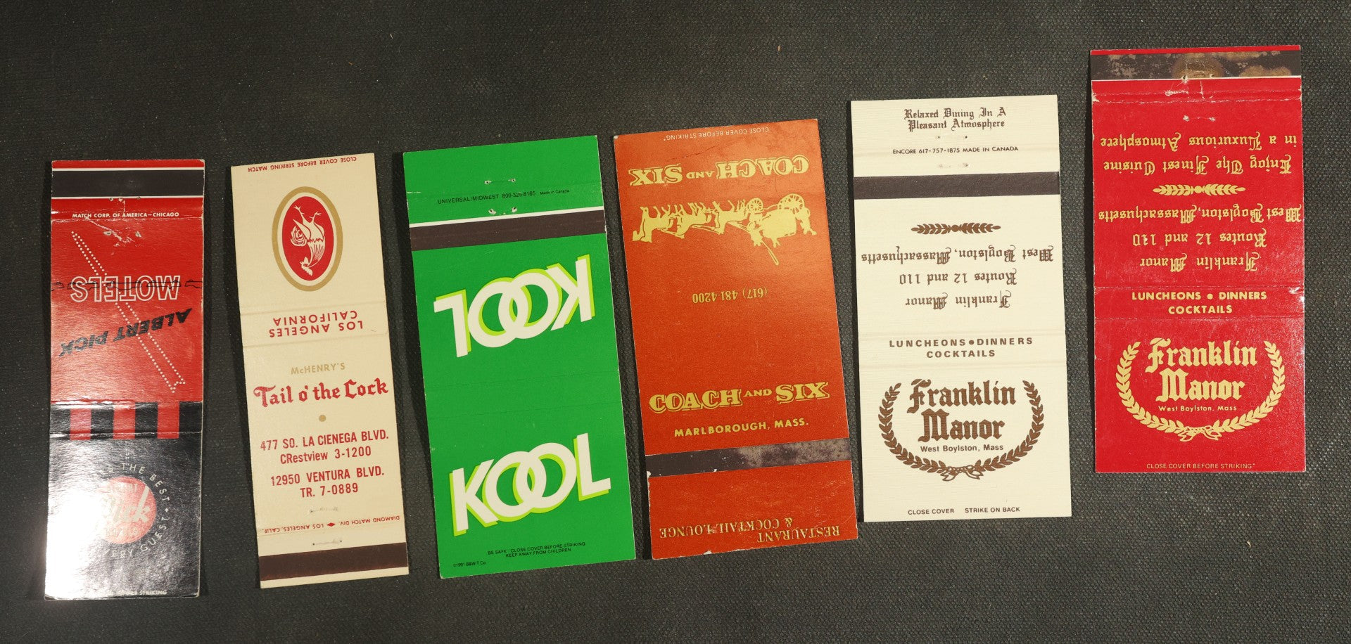 Vintage Matchbook Grouping - Restaurants, Pubs, Etc