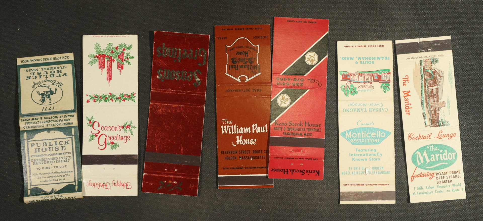 Vintage Matchbook Grouping - Restaurants, Inns, Etc