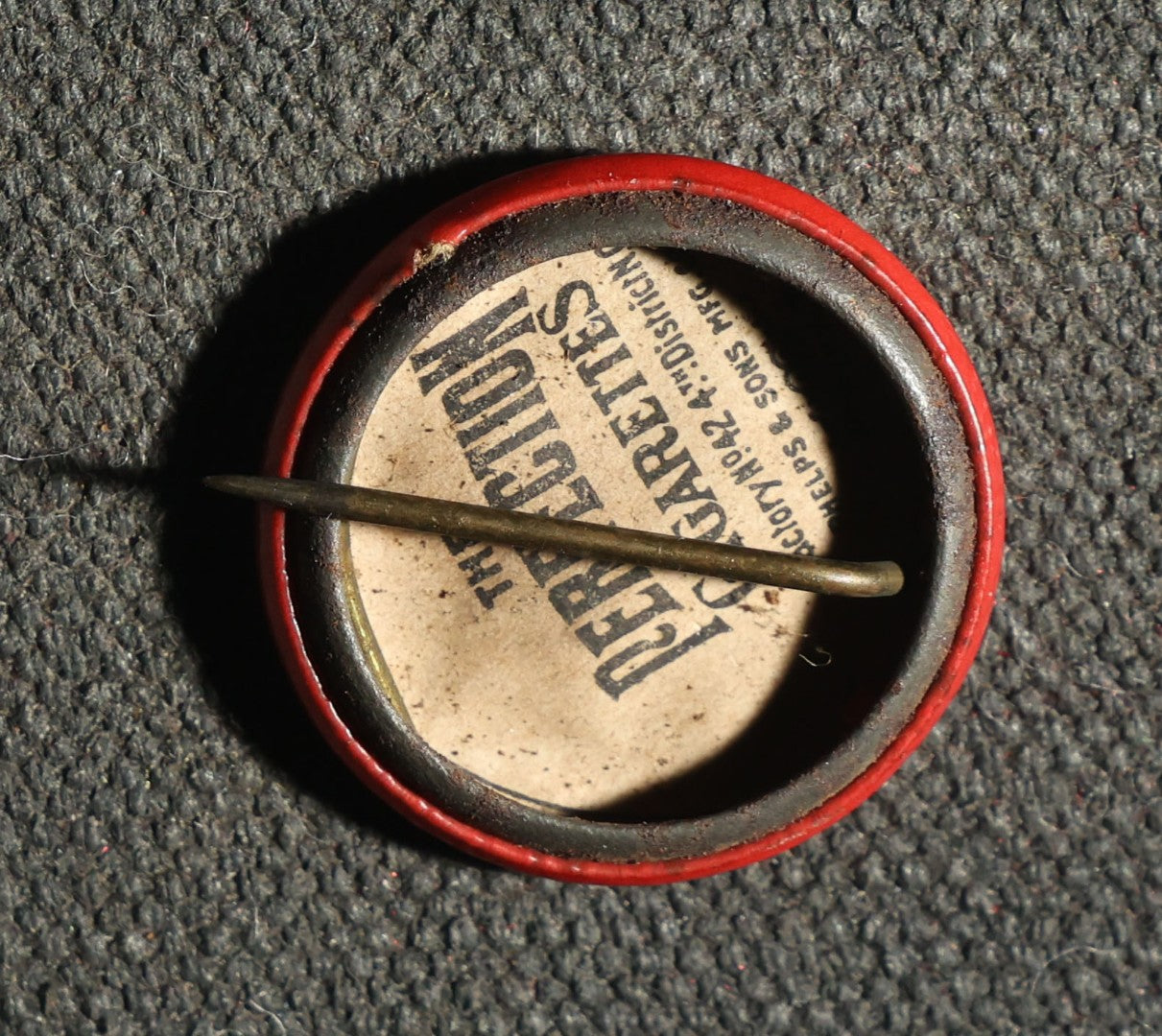 Four Buttons, Comic Sayings - "Hello Bill," "Stick to It, Kid," "I'm the Boy," "Be Reasonable!," Advertisements for Perfection Cigarettes