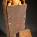 Lot 002 - Antique Wooden Folk Art Coffin with Vintage Posable Artist's Mannequin Figure, 10-1/8" L