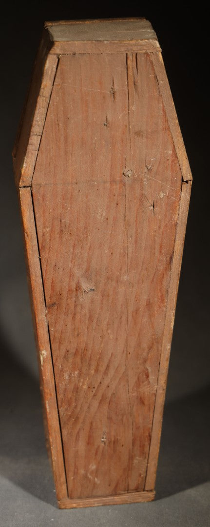 Antique Wooden Folk Art Coffin with Vintage Posable Artist's Mannequin Figure