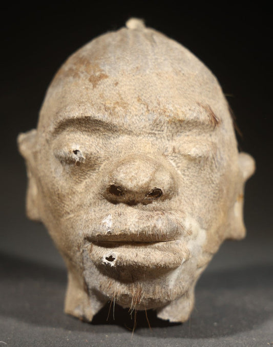 Vintage Shrunken Head Gaff Tourist Souvenir, Sculpted from Animal Hide