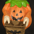 Lot 006 - Vintage Papier-Mache Halloween Trick-Or-Treat Pumpkin Boy Figure with Bat Candy Bag, 32" H