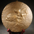 Lot 010 - Antique Bronze Relief Plaque of Cupid Kissing Psyche with Hanging Loop, Manufactured by Glauber, Cleveland, Ohio, 8-3/4" W x 9-3/8" H