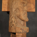 Lot 017 - Vintage Folk Art Hand-Carved Wood Cross with Profile Bust of Christ, 13-1/4" L x 22-7/8" H