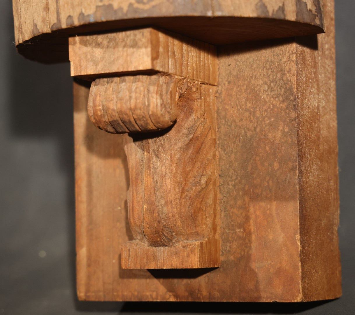 Vintage Folk Art Hand-Carved Wood Cross with Profile Bust of Christ