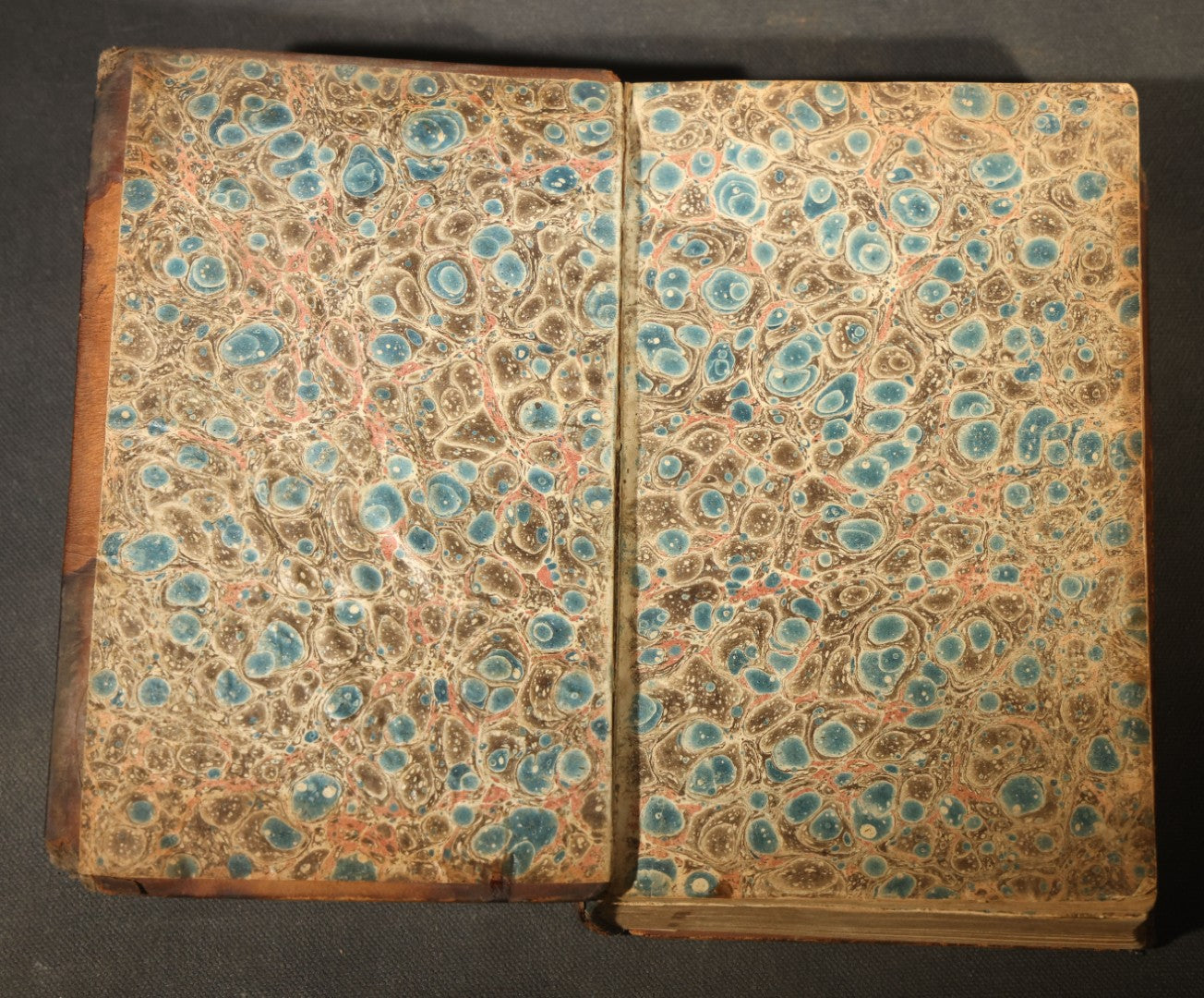 Antique French-Language Religious Book Safe made from "L'Imitation de Jésus-Christ Méditée"  Tome Second, with Marbled Paper-Lined Hidden Compartment and "P-V France" Stamp