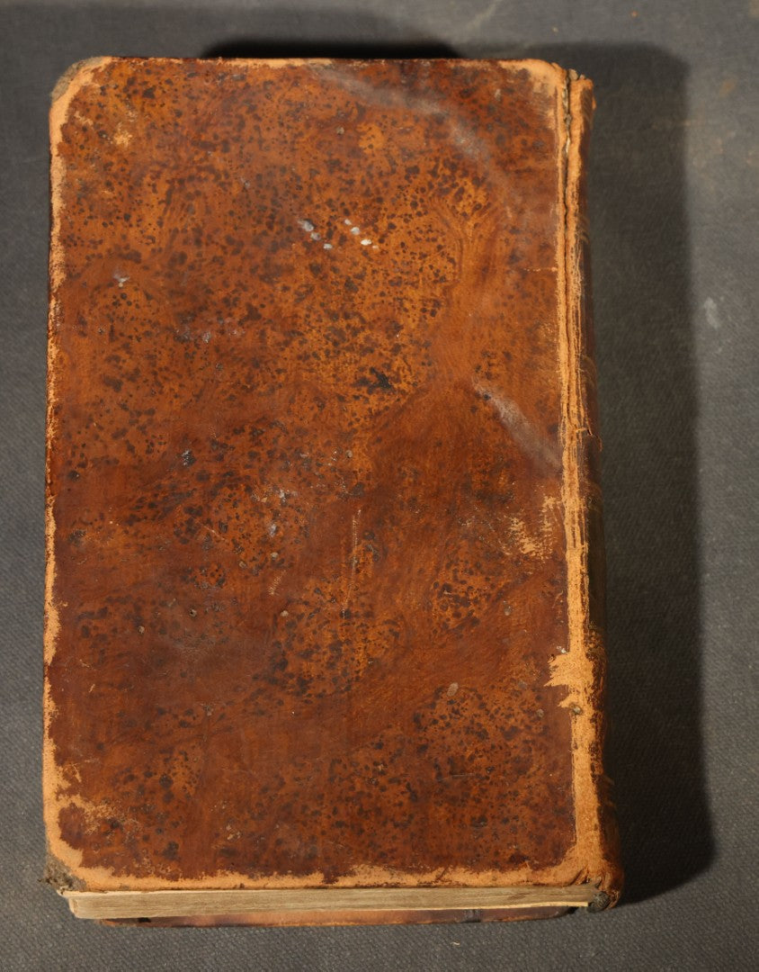 Antique French-Language Religious Book Safe made from "L'Imitation de Jésus-Christ Méditée"  Tome Second, with Marbled Paper-Lined Hidden Compartment and "P-V France" Stamp