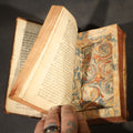 Lot 037 - Antique French-Language Leather-Bound Book Safe with Marbled Paper-Lined Hidden Compartment, Dedicated "A LA Reine" ("To the Queen"), Note Cover Detached