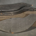 Lot 094 - Grouping of Five Antique Black-Painted Flat Crow Silhouette Stick-Up Decoys with Support Poles in Wooden Storage Box