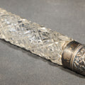 Lot 055 - Antique Cut Glass Scent Bottle with Repousse Sterling Silver Cap, 4-3/8" L