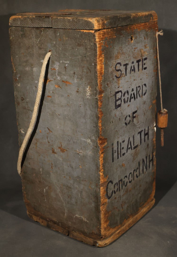 Antique New Hampshire State Board of Health Glass Bottle in Wooden Carrying Box, Concord, New Hampshire