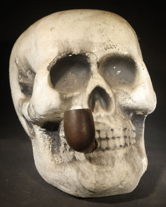 Vintage Styrofoam Halloween Skull Decoration with Pipe