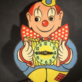 Lot 075 - Vintage West German Figural Clown Wall Clock with Moving Eyes and Pinecone Weight, Made in Western Germany