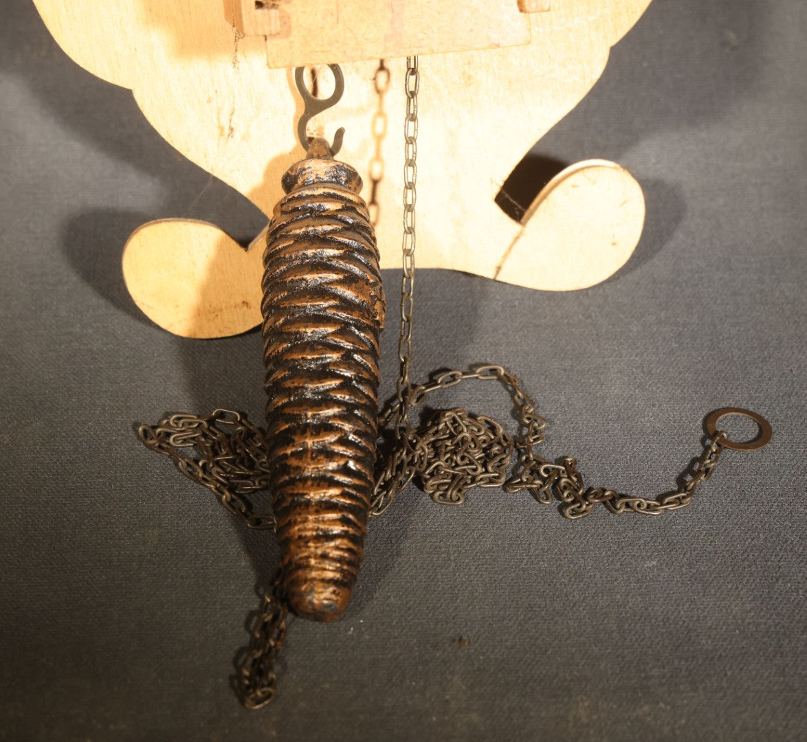 Vintage West German Figural Clown Wall Clock with Moving Eyes and Pinecone Weight, Made in Western Germany