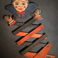 Lot 076 - Antique Wooden Lazy Tongs Clown Scissor Toy with Printed Paper Clown Figure