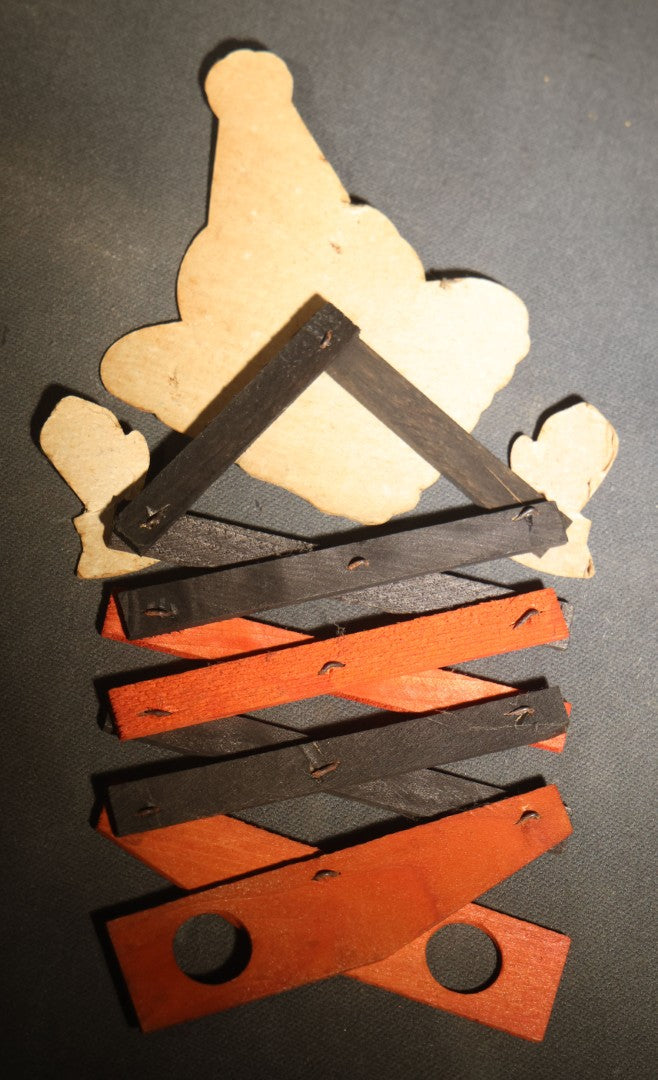 Antique Wooden Lazy Tongs Clown Scissor Toy with Printed Paper Clown Figure