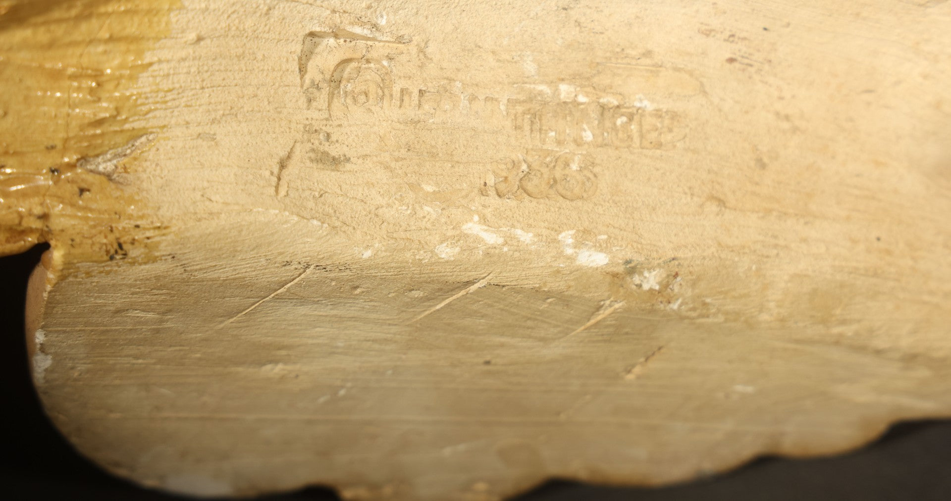 Vintage Chalkware Wall Plaque of two Women in Profile with Flowing Hair, Note Damage Repair on Verso