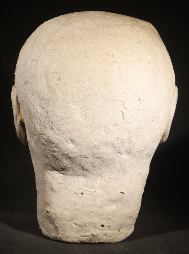 Vintage Hand-Formed Plaster Sculptural Head with Stylized Features
