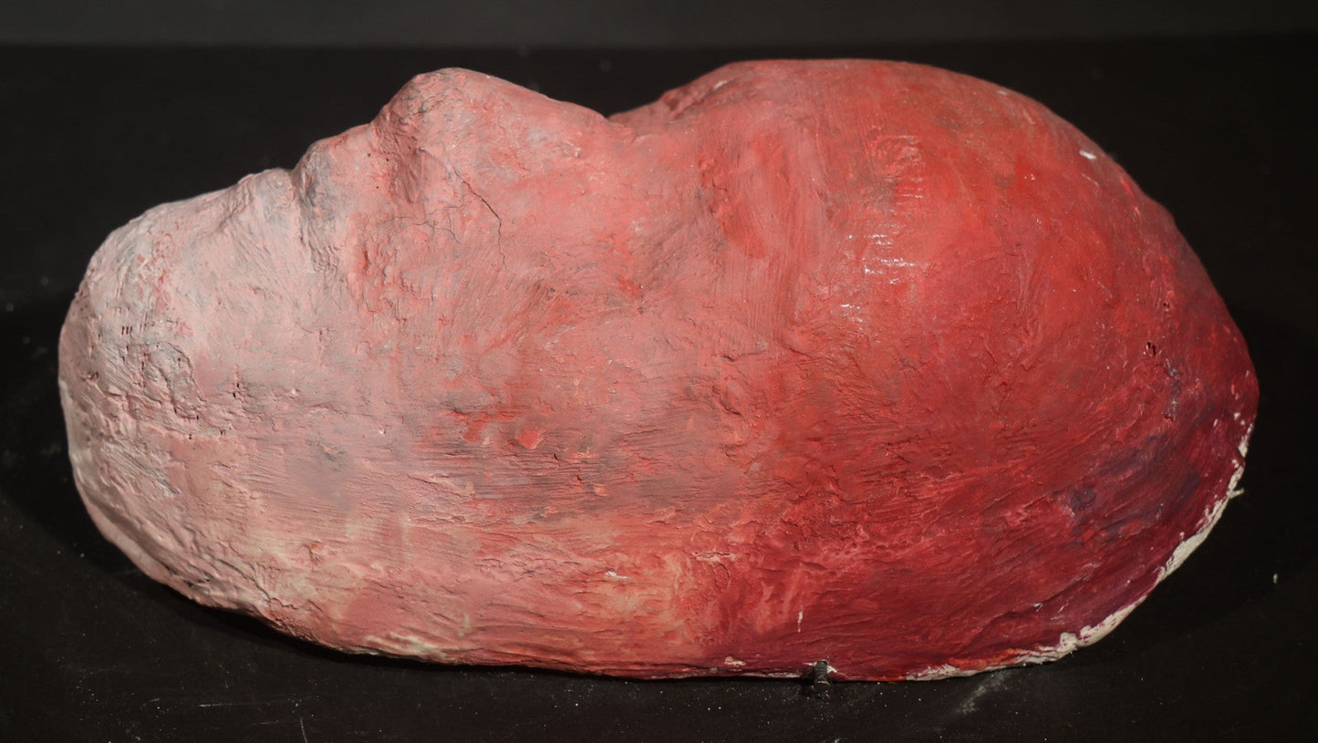 Vintage Gauze and Plaster Life Mask of young woman with Red Paint