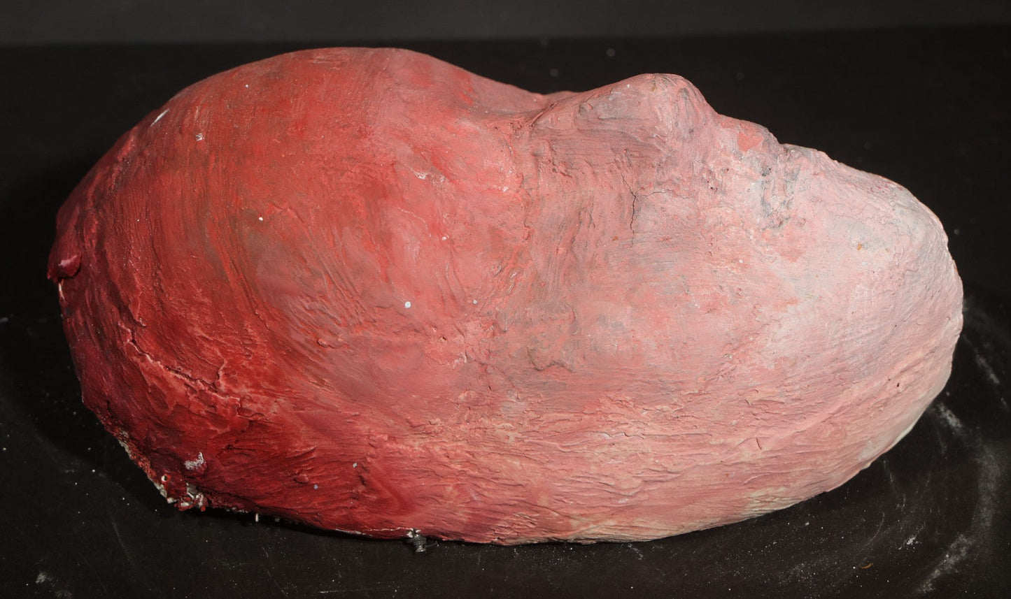 Vintage Gauze and Plaster Life Mask of young woman with Red Paint