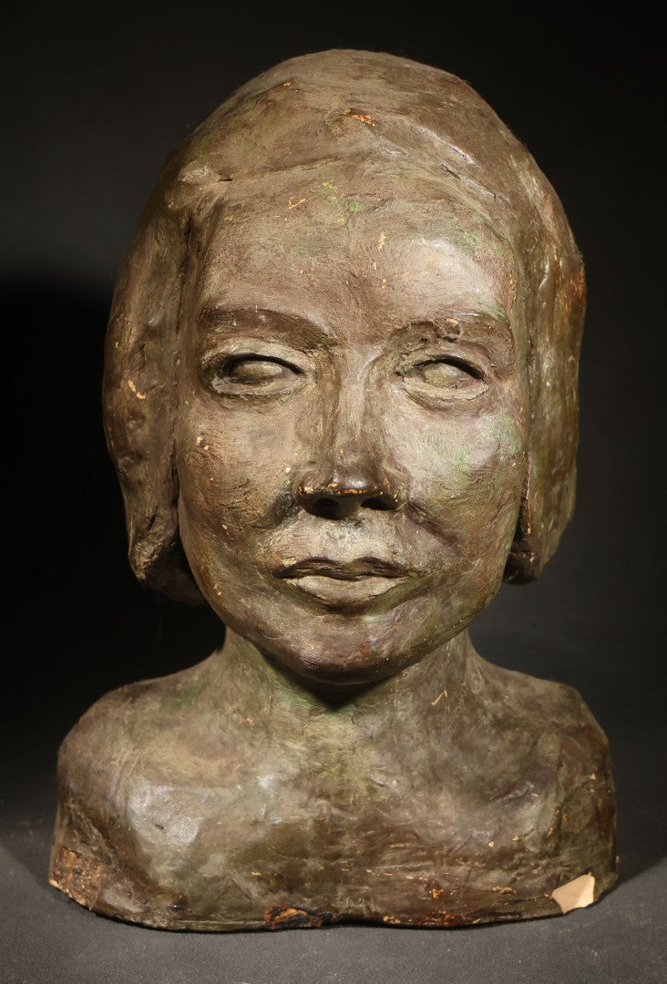 Vintage Sculpted Portrait Bust of a Woman with Bob Hairstyle by Ruth Kleiman