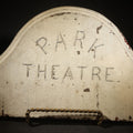 Lot 090 - Antique Park Theatre Boston Marquee Board Top Section with Incised Lettering, Circa 1880, 14-3/8" L x 8-3/8" H