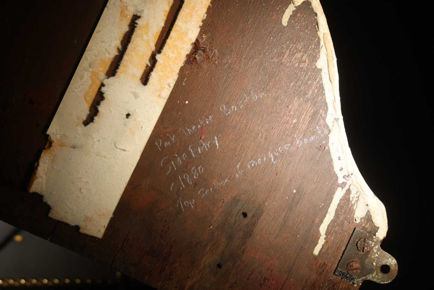 Antique Park Theatre Boston Marquee Board Top Section with Incised Lettering, Circa 1880