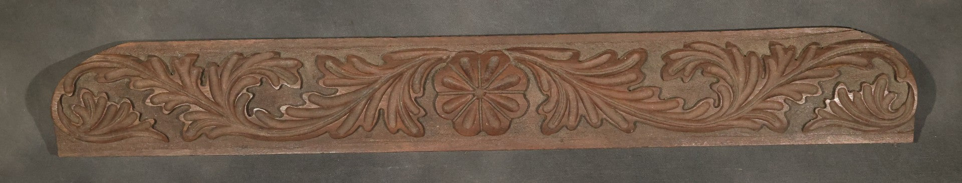 Pair of Antique Carved Wood Furniture Fragments with Acanthus Leaf Scrollwork and Central Rosette Motifs, 28-1/2" And 28-3/4" L