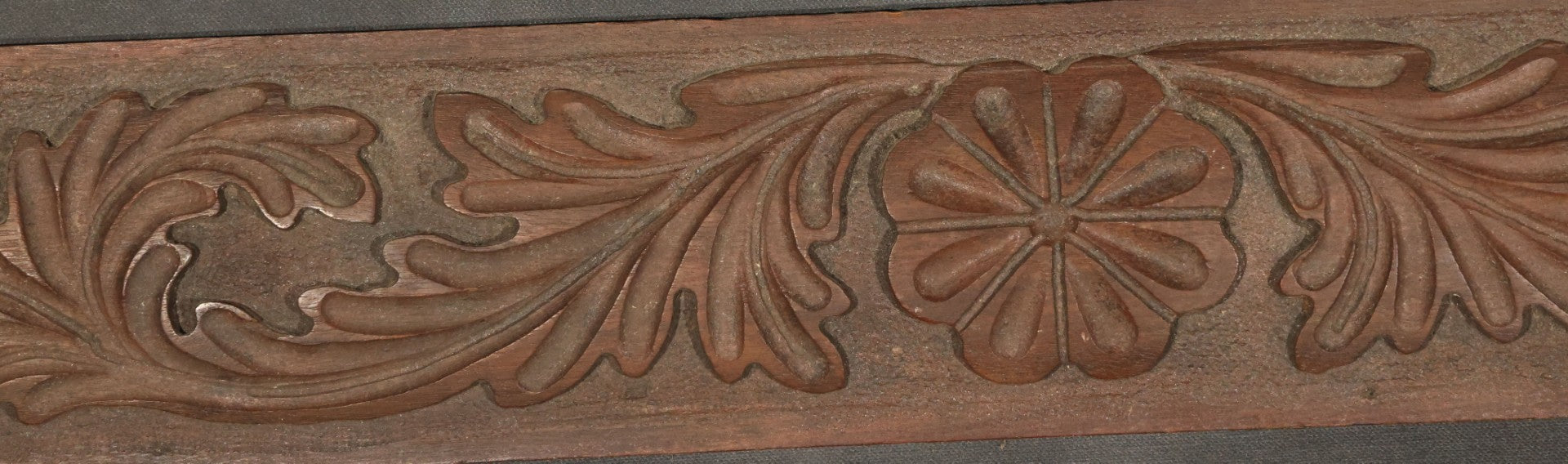 Pair of Antique Carved Wood Furniture Fragments with Acanthus Leaf Scrollwork and Central Rosette Motifs, 28-1/2" And 28-3/4" L