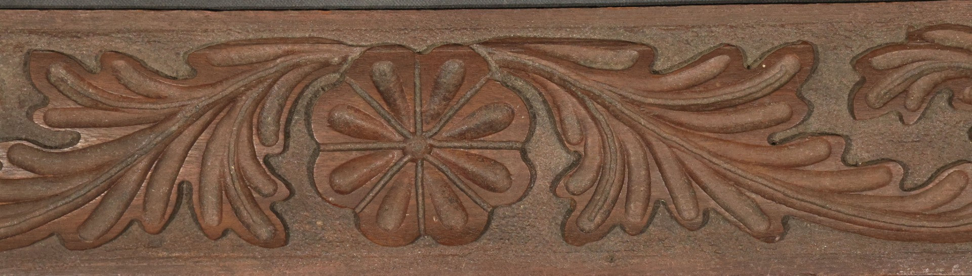 Pair of Antique Carved Wood Furniture Fragments with Acanthus Leaf Scrollwork and Central Rosette Motifs, 28-1/2" And 28-3/4" L