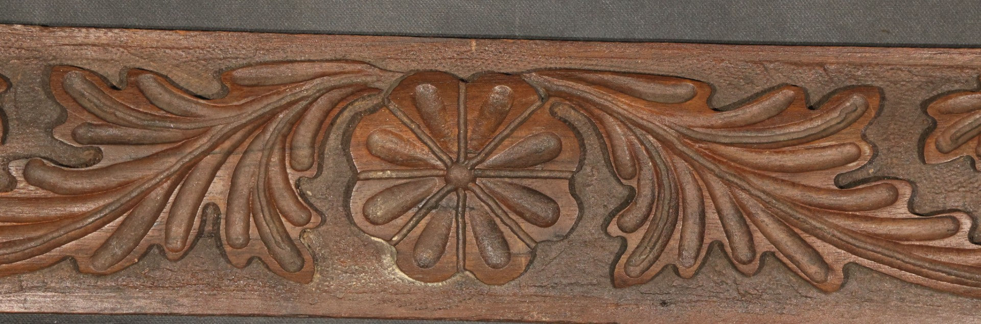 Pair of Antique Carved Wood Furniture Fragments with Acanthus Leaf Scrollwork and Central Rosette Motifs, 28-1/2" And 28-3/4" L