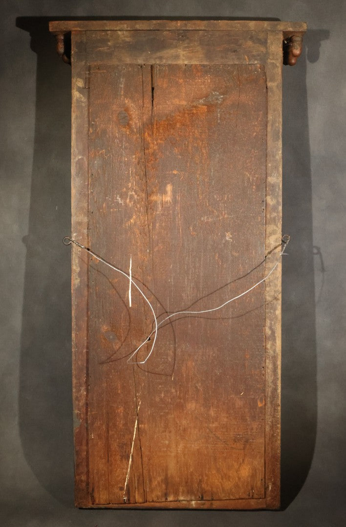 Antique Two-Part Wall Mirror with Carved Cornice, Turned Drop Pendants, and Fluted Columns