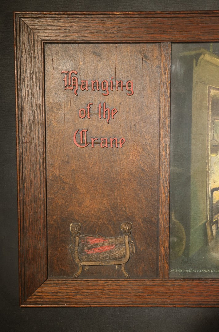 Antique "Hanging of the Crane" Framed Print with Applied Lettering and Metal Cradle, Copyright 1909, The Ullman Mfg. Co., New York