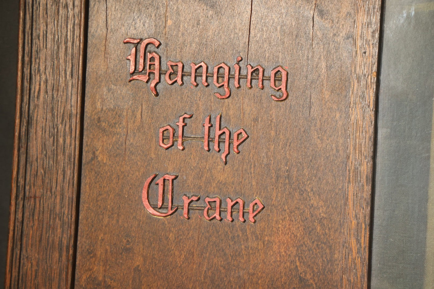 Antique "Hanging of the Crane" Framed Print with Applied Lettering and Metal Cradle, Copyright 1909, The Ullman Mfg. Co., New York