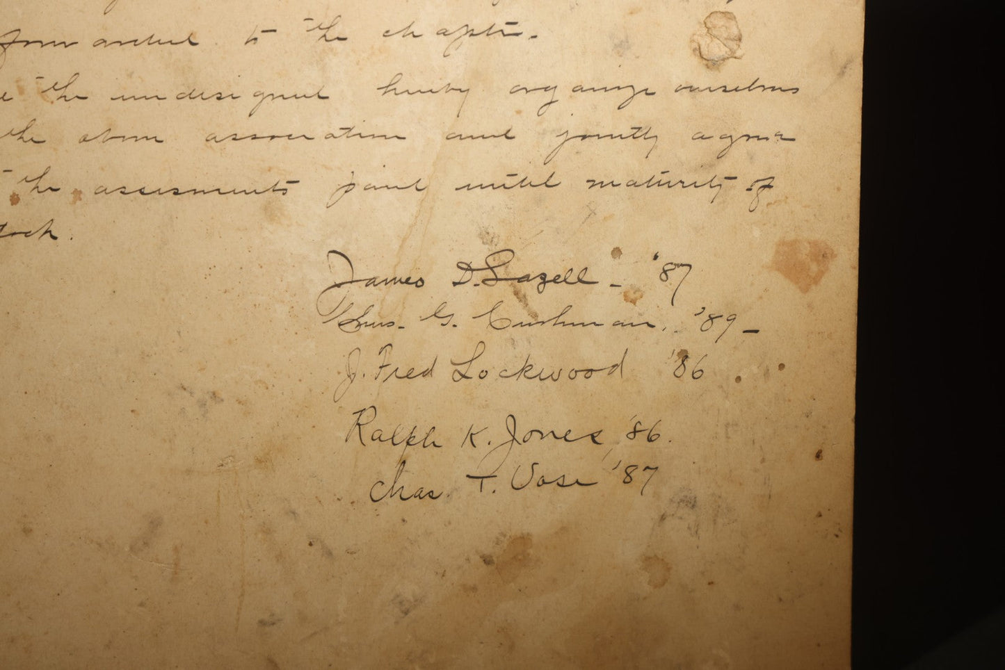 Antique Pug Dog Etching Print with Verse, Manuscript on Verso Recording First Meeting of the Beta Eta Alumni Charter House Association, Beta Theta Pi, Maine State College, Philadelphia, Pennsylvania, 1889