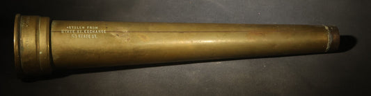 Antique Brass Fire Hose Nozzle, Manufactured by A.J. Morse & Son, Boston, Massachusetts, Stamped "Stolen From State St. Exchange 53 State St." and "Boston Belting Co."