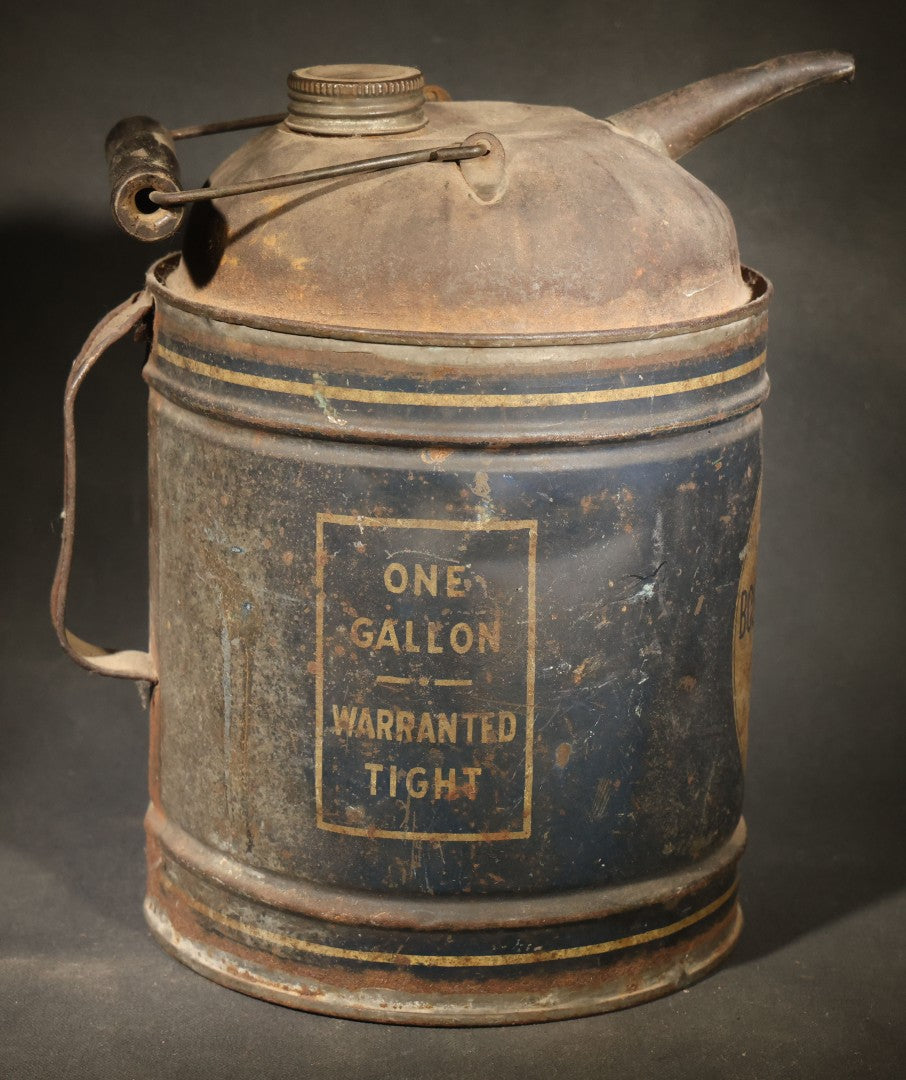 Vintage Boston Oil Can One-Gallon Oil Can with Custom House Tower Graphic, "Warranted Tight"