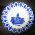 Lot 109 - Antique Flow Blue Souvenir Plate Depicting the Colorado State Capitol Building, Scalloped Edge with Repeating Foliate Border, England, Note Chip, 10" W