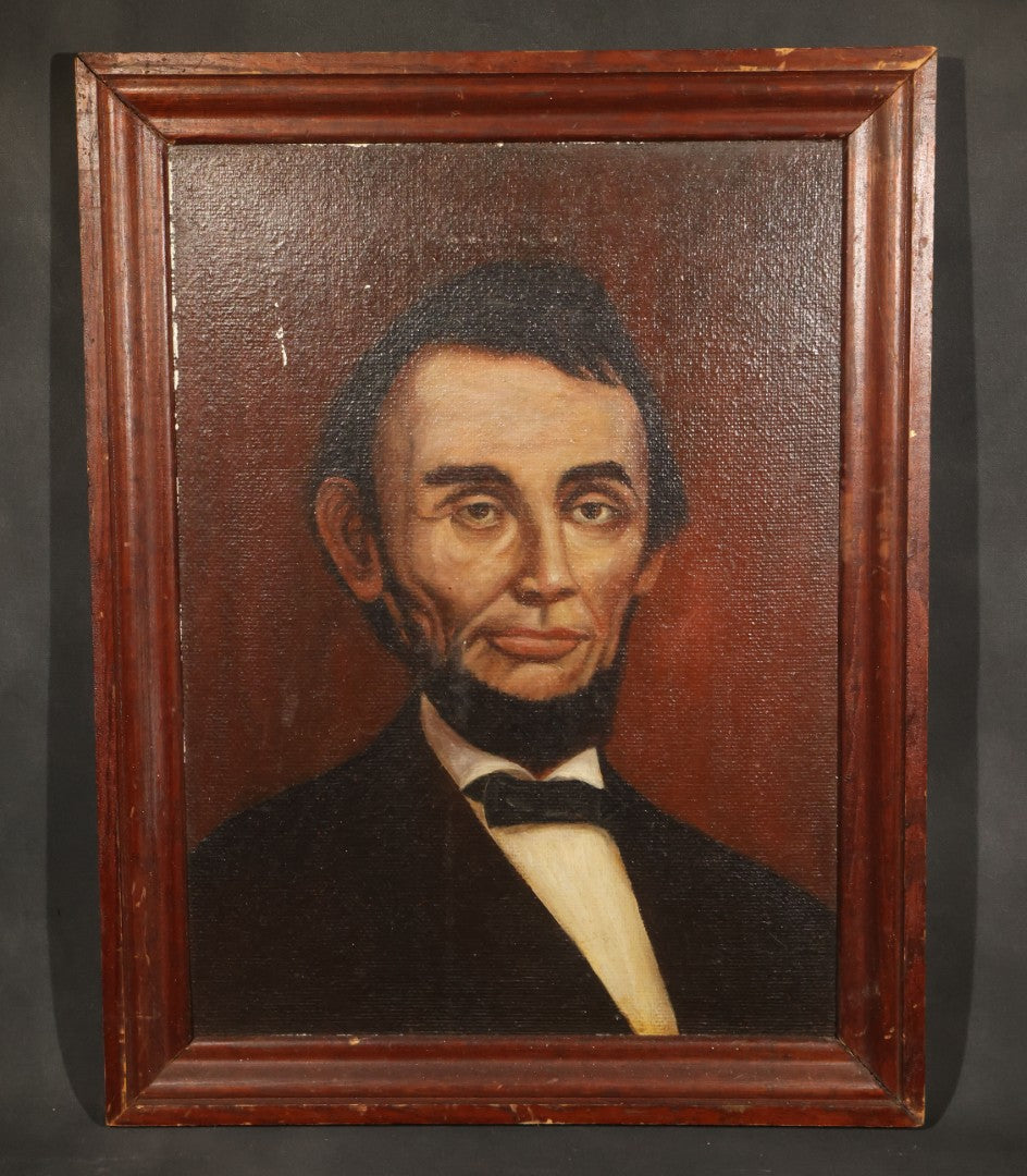 Vintage Oil Painting on Board, Portrait of Abraham Lincoln, Circa 1930s