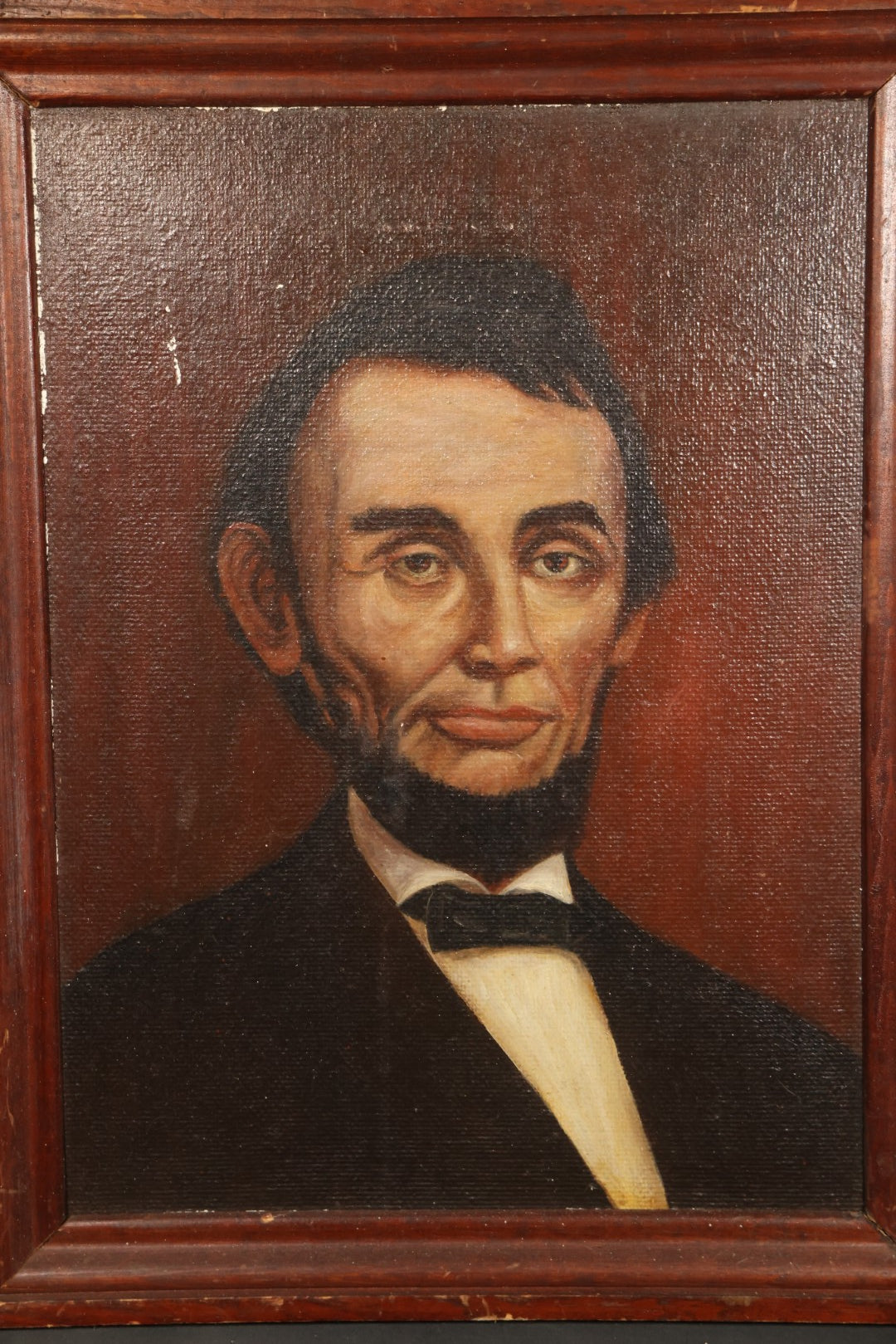 Vintage Oil Painting on Board, Portrait of Abraham Lincoln, Circa 1930s