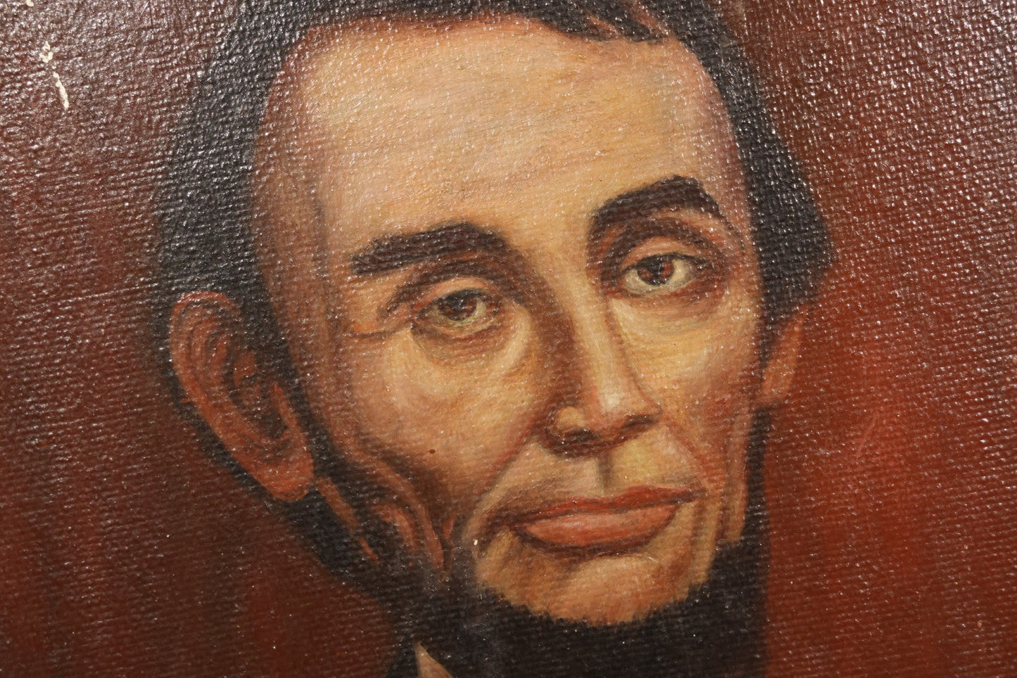 Vintage Oil Painting on Board, Portrait of Abraham Lincoln, Circa 1930s
