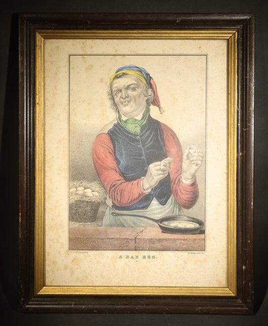 Antique "A Bad Egg" Hand-Colored Lithograph Print, Published by N. Currier, 152 Nassau Street, New York