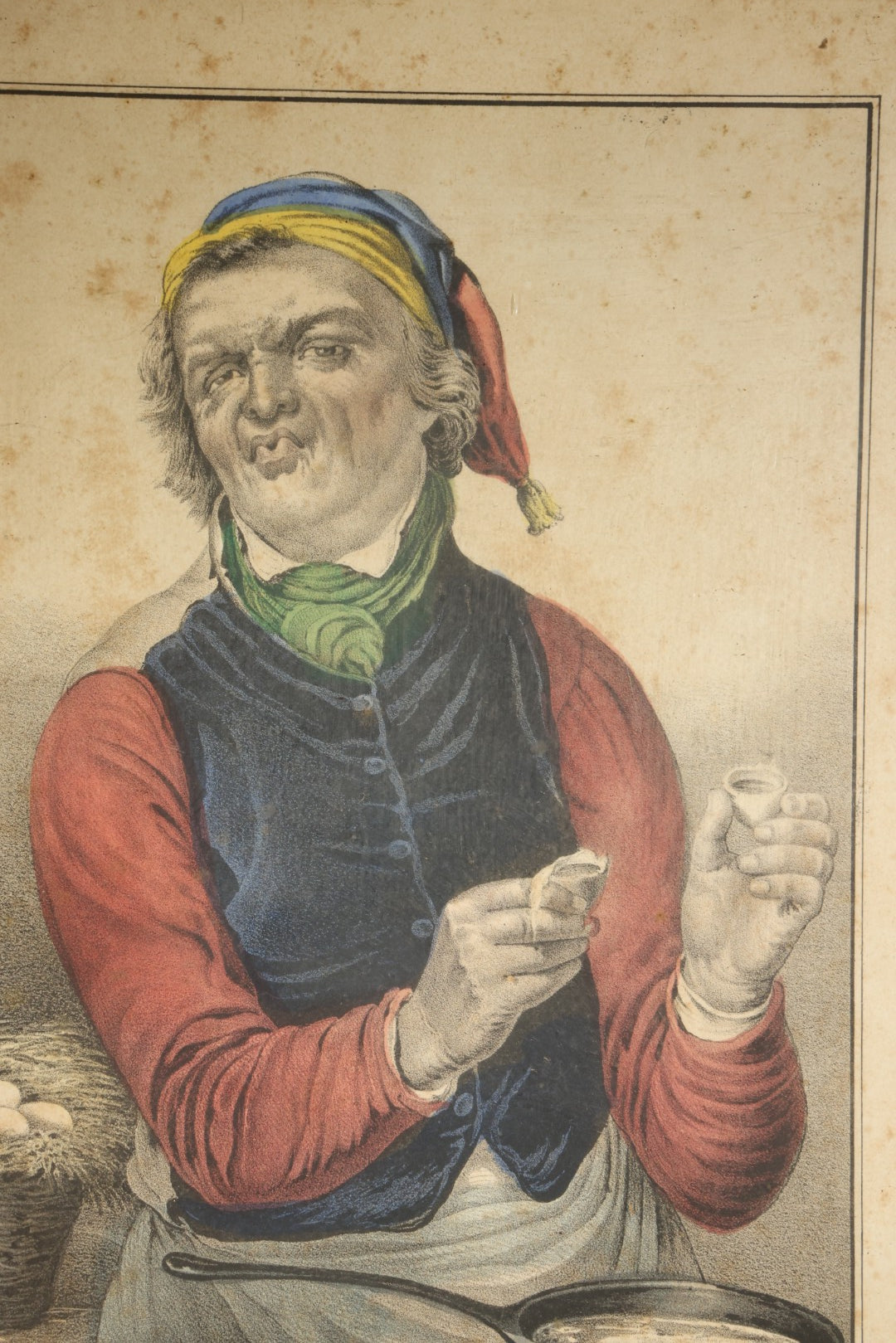 Antique "A Bad Egg" Hand-Colored Lithograph Print, Published by N. Currier, 152 Nassau Street, New York