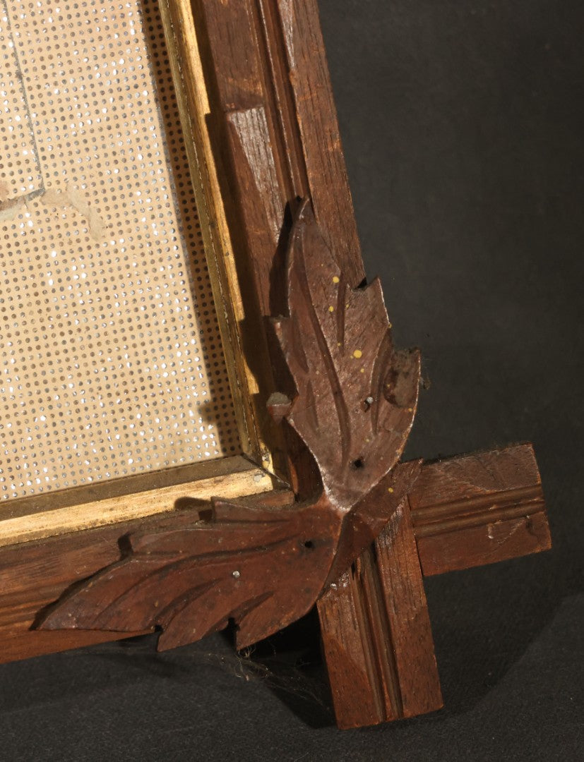 Antique Victorian Punchwork Paper Embroidery "I Will Obey Thy Call" in Crossed-Corner Wood Frame