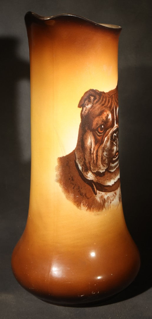 Antique Taylor Smith Taylor Bulldog Portrait Tankard Pitcher with Brown Blended Glaze, Chester, West Virginia