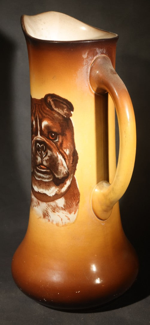Antique Taylor Smith Taylor Bulldog Portrait Tankard Pitcher with Brown Blended Glaze, Chester, West Virginia